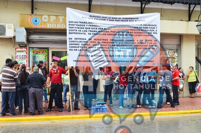 Obreros protestan en Matamoros